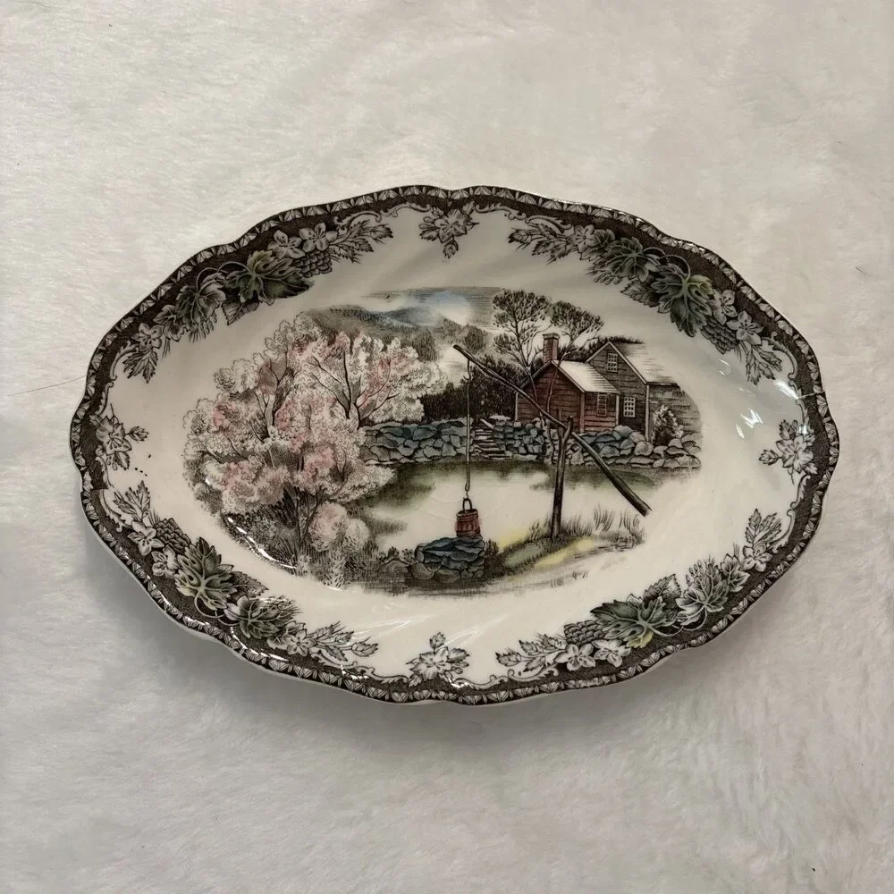 Johnson Bros Friendly Village Gravy Boat Plate Small Dish Made In England